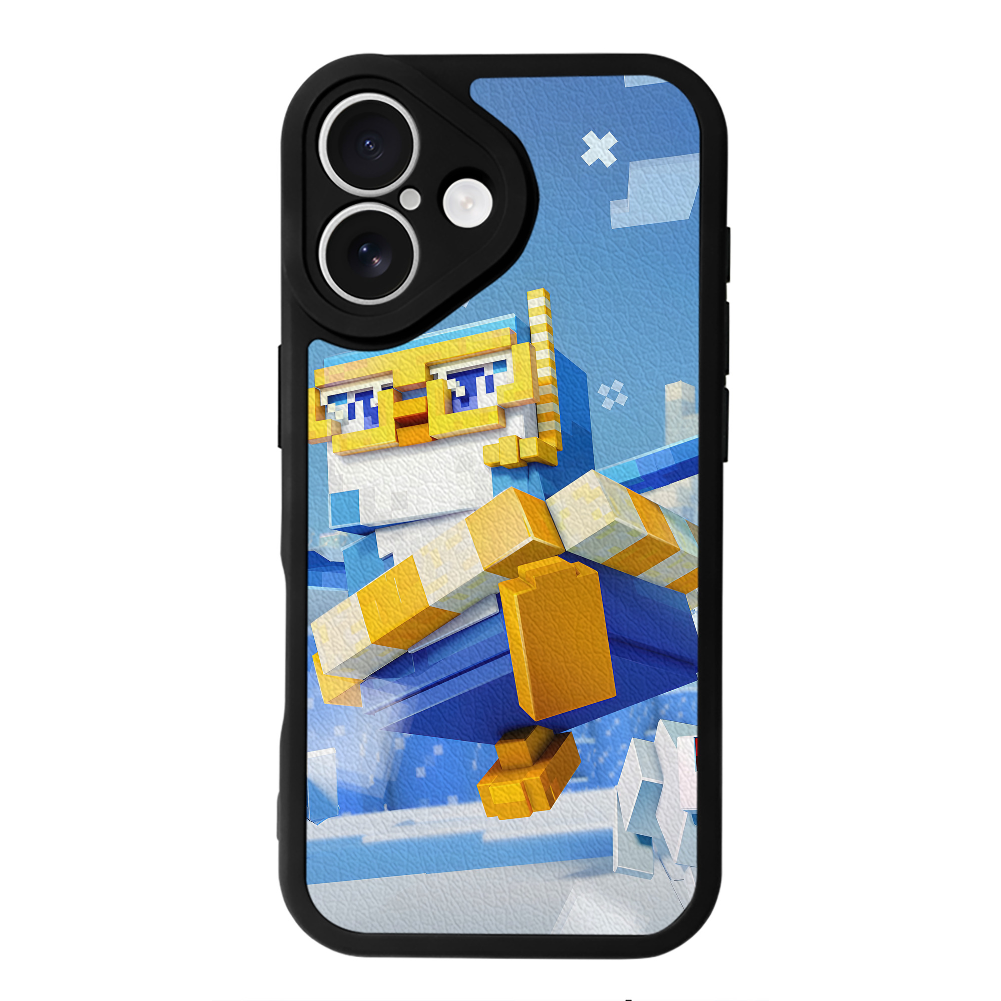 （画像用） マインクラフト ブロックの世界 Minecraft MC Block world 【iPhone 16シリーズ対応】シリコンスマホケース（レザー調） 材質：シリコン